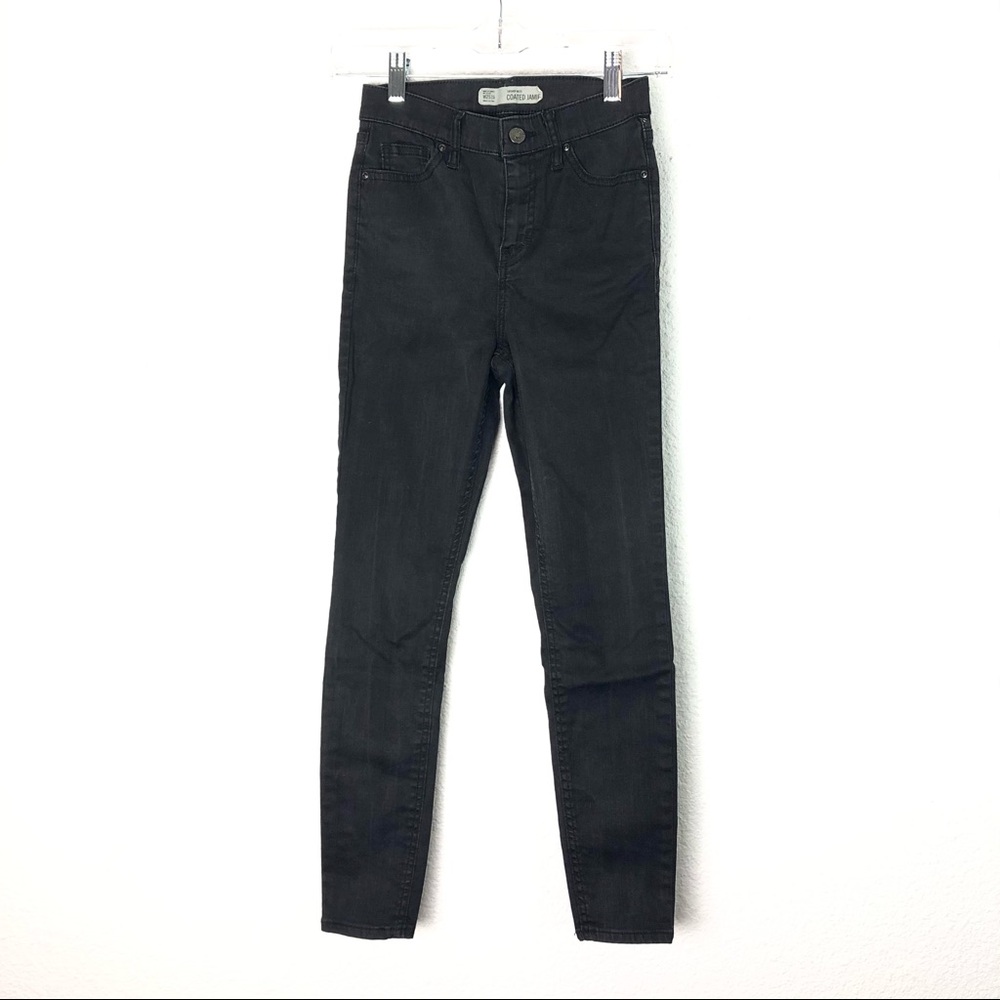 Topshop Moto Coated Jamie Skinny Jeans Black High
